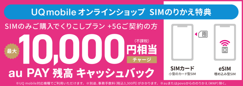 UQモバイル SIM契約 キャンペーン